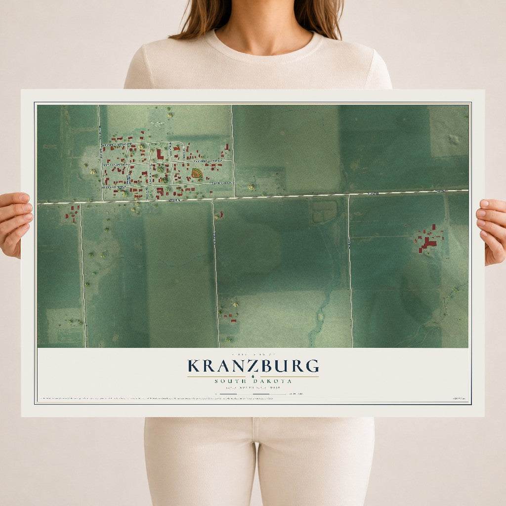 Map of Kranzburg, South Dakota, 18 x 24 inch unframed archival matte print