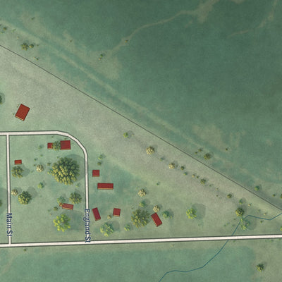 Second close-up of the map of La Bolt, South Dakota print showing more streets and buildings