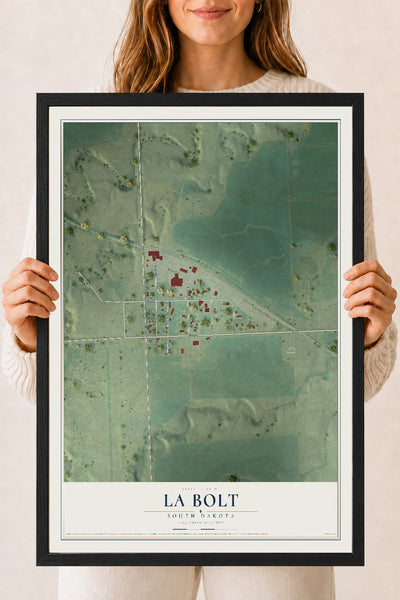 Map of La Bolt, South Dakota, 18 x 24 inch print in a black wood frame