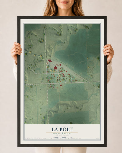 Map of La Bolt, South Dakota, 24 x 36 inch print in a black wood frame
