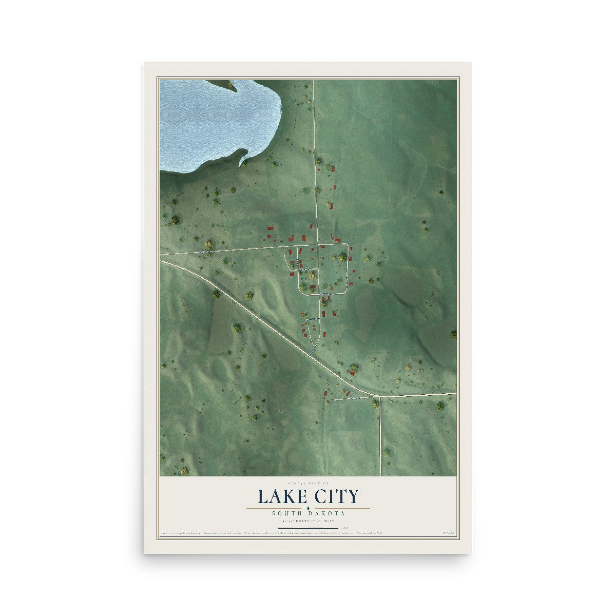 Map of Lake City, South Dakota, 12 x 18 inch unframed archival matte print