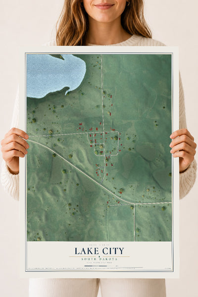 Map of Lake City, South Dakota, 18 x 24 inch unframed archival matte print