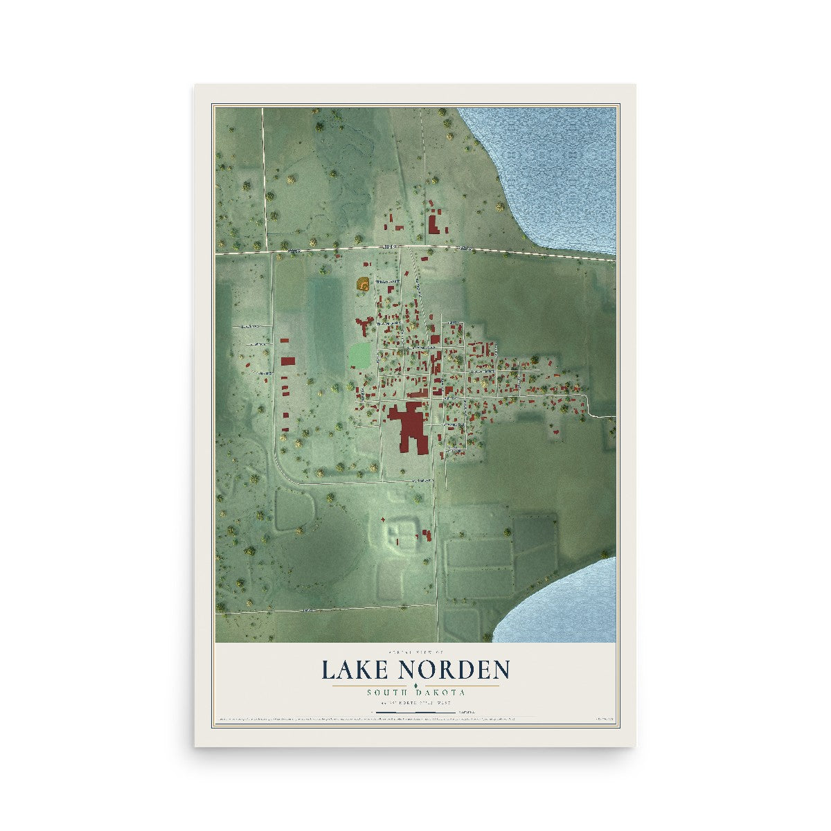 Map of Lake Norden, South Dakota, 12 x 18 inch unframed archival matte print