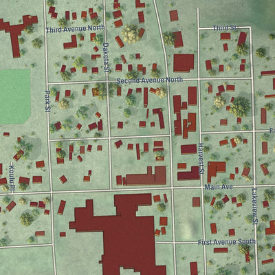Close-up of the map of Lake Norden, South Dakota print showing street and building detail
