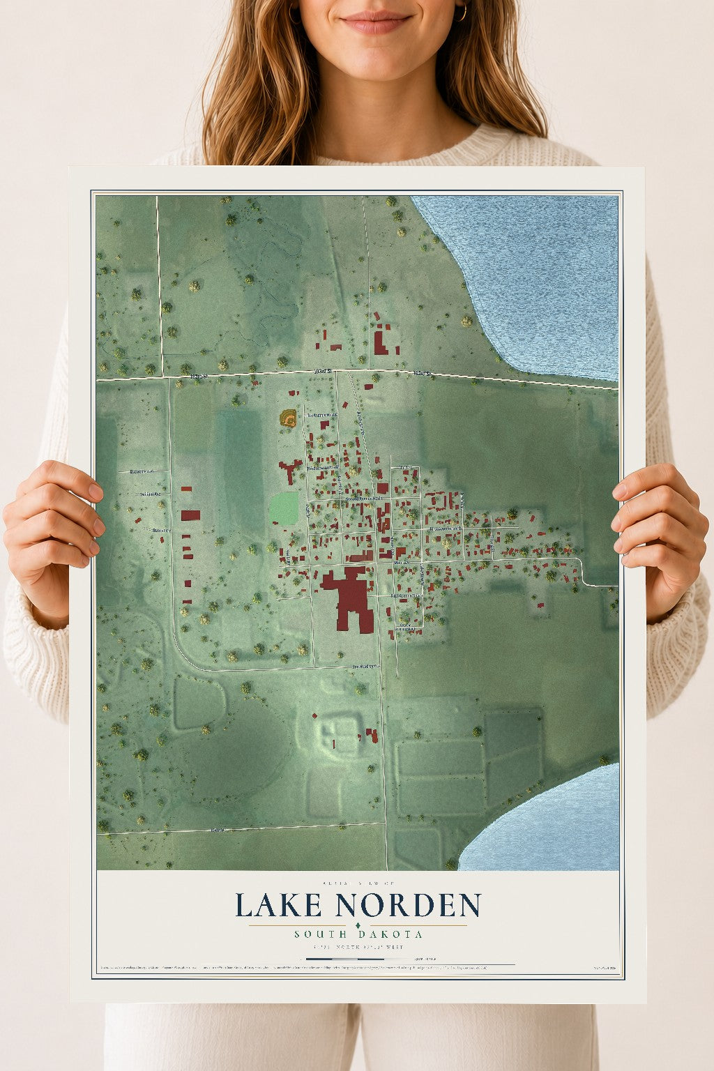 Map of Lake Norden, South Dakota, 18 x 24 inch unframed archival matte print