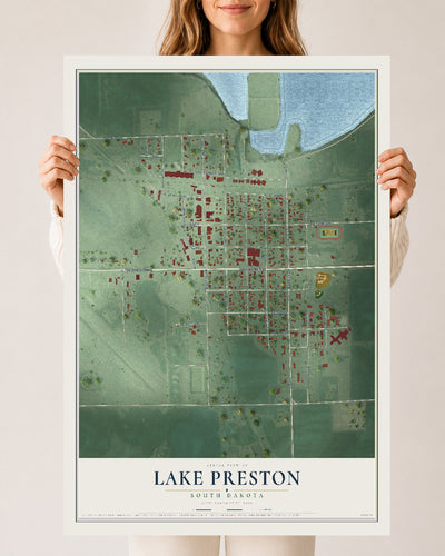 Map of Lake Preston, South Dakota, 24 x 36 inch unframed archival matte print