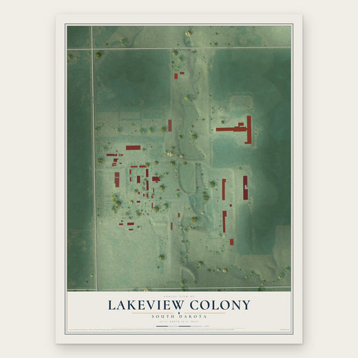 Lakeview Colony, South Dakota map print, the full design