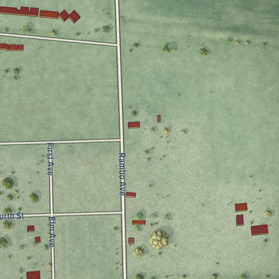 Second close-up of the map of Lane, South Dakota print showing more streets and buildings