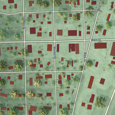 Close-up of the map of Langford, South Dakota print showing street and building detail