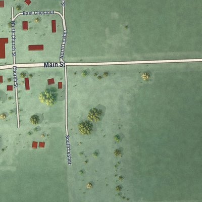 Second close-up of the map of Langford, South Dakota print showing more streets and buildings