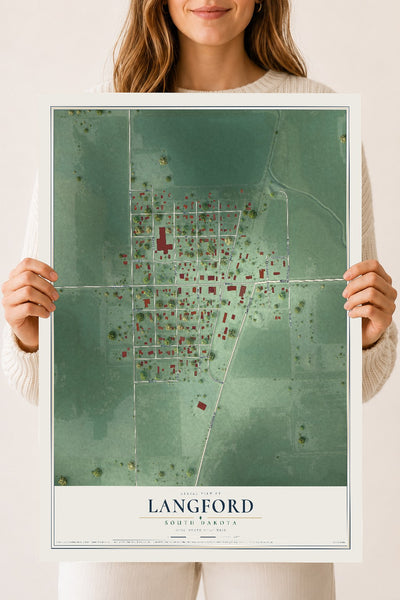 Map of Langford, South Dakota, 18 x 24 inch unframed archival matte print