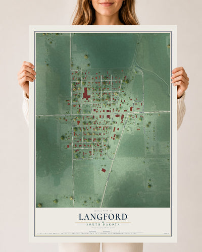 Map of Langford, South Dakota, 24 x 36 inch unframed archival matte print
