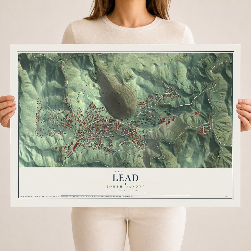 Map of Lead, South Dakota, 18 x 24 inch unframed archival matte print