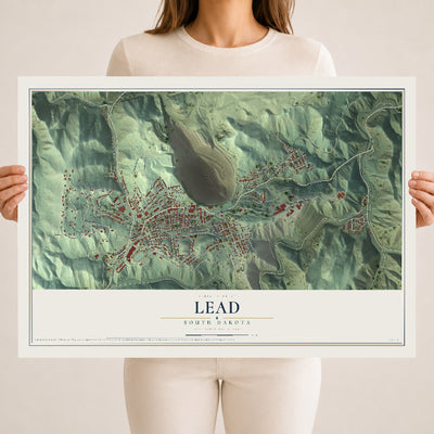 Map of Lead, South Dakota, 18 x 24 inch unframed archival matte print