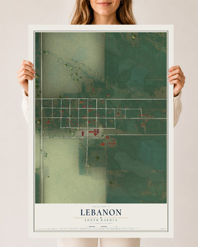 Map of Lebanon, South Dakota, 24 x 36 inch unframed archival matte print