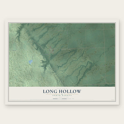 Long Hollow, South Dakota map print, the full design
