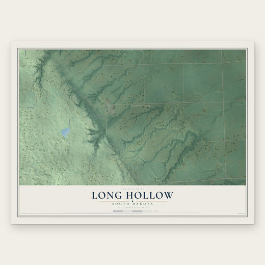 Long Hollow, South Dakota map print, the full design