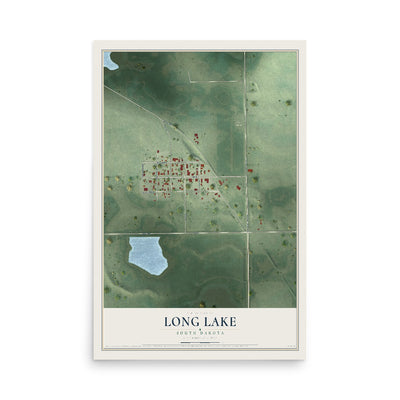 Map of Long Lake, South Dakota, 12 x 18 inch unframed archival matte print
