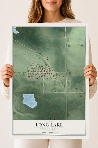 Map of Long Lake, South Dakota, 18 x 24 inch unframed archival matte print