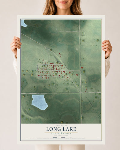 Map of Long Lake, South Dakota, 24 x 36 inch unframed archival matte print