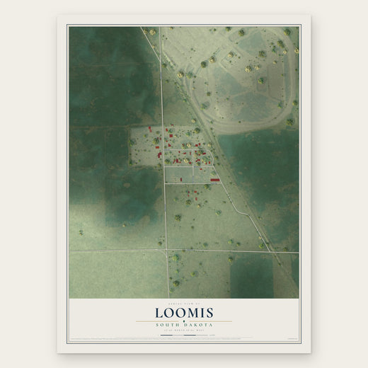 Loomis, South Dakota map print, the full design
