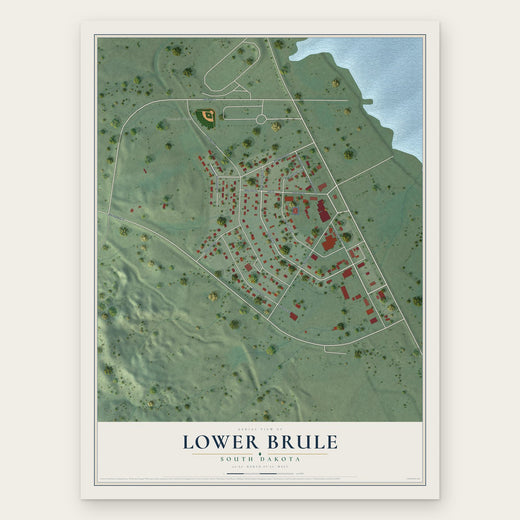 Lower Brule, South Dakota map print, the full design