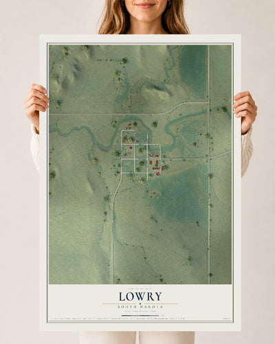 Map of Lowry, South Dakota, 24 x 36 inch unframed archival matte print