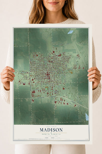 Map of Madison, South Dakota, 18 x 24 inch unframed archival matte print