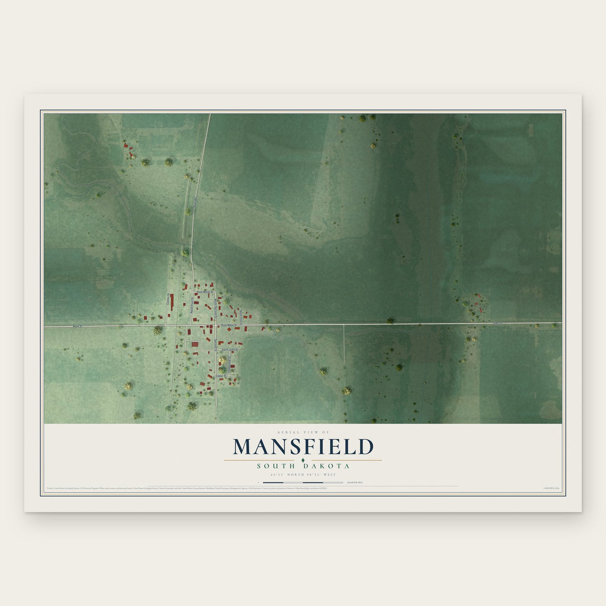 Mansfield, South Dakota map print, the full design