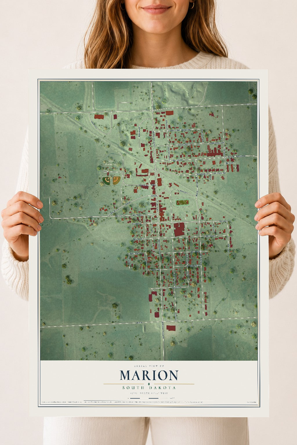 Map of Marion, South Dakota, 18 x 24 inch unframed archival matte print