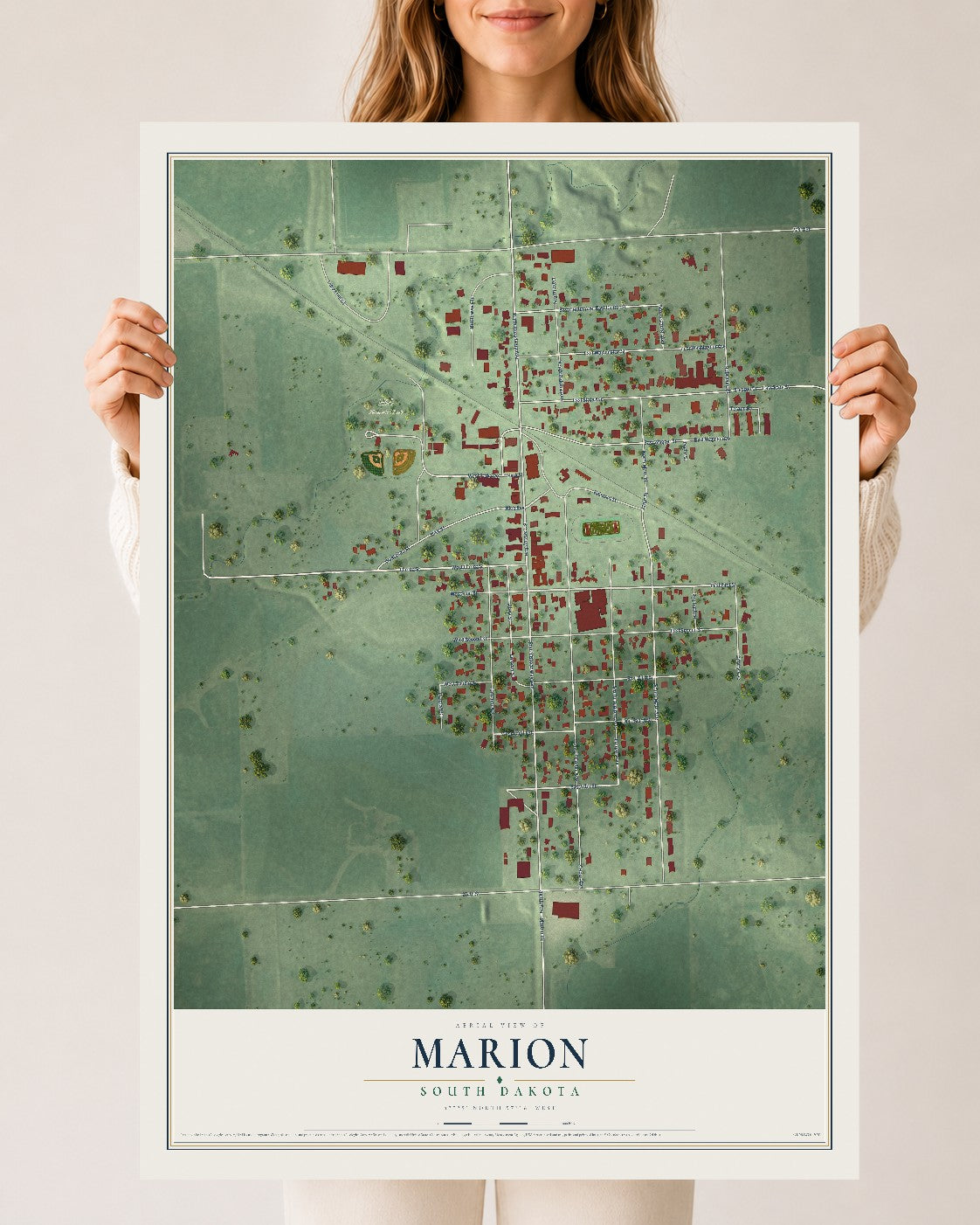 Map of Marion, South Dakota, 24 x 36 inch unframed archival matte print
