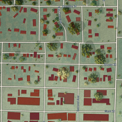 Close-up of the map of Martin, South Dakota print showing street and building detail