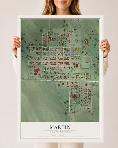 Map of Martin, South Dakota, 24 x 36 inch unframed archival matte print