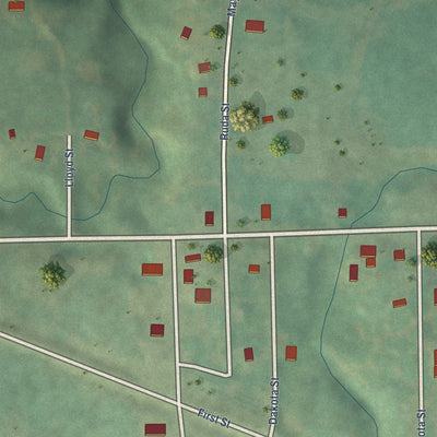 Close-up of the map of Marvin, South Dakota print showing street and building detail