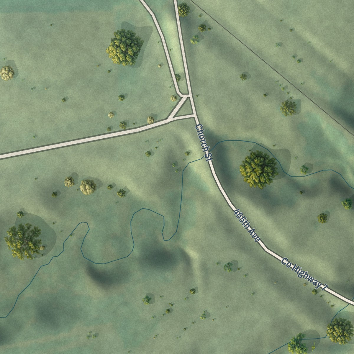 Second close-up of the map of Marvin, South Dakota print showing more streets and buildings