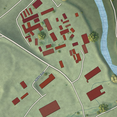 Close-up of the map of Maxwell Colony, South Dakota print showing street and building detail