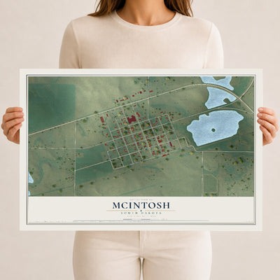 Map of McIntosh, South Dakota, 12 x 18 inch unframed archival matte print