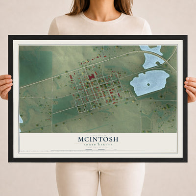Map of McIntosh, South Dakota, 18 x 24 inch print in a black wood frame