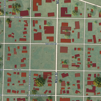 Close-up of the map of McLaughlin, South Dakota print showing street and building detail