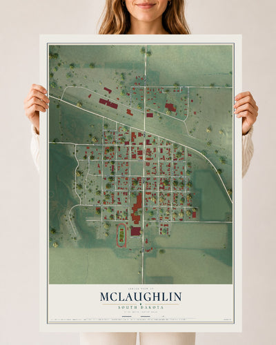Map of McLaughlin, South Dakota, 24 x 36 inch unframed archival matte print