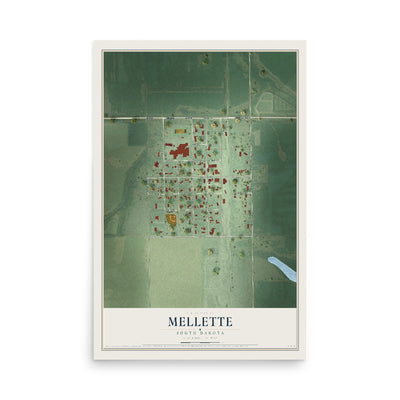 Map of Mellette, South Dakota, 12 x 18 inch unframed archival matte print