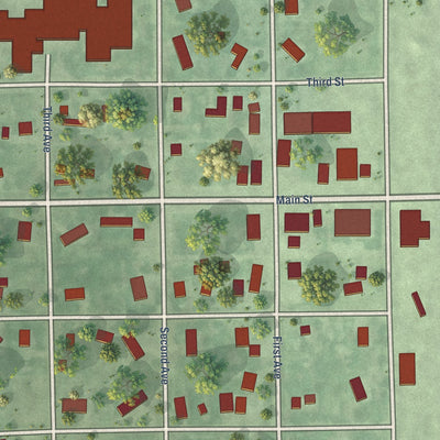 Close-up of the map of Mellette, South Dakota print showing street and building detail