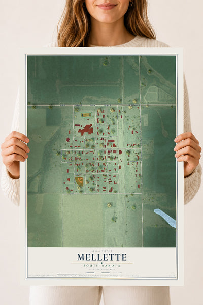 Map of Mellette, South Dakota, 18 x 24 inch unframed archival matte print