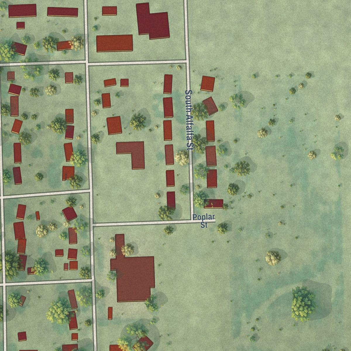 Second close-up of the map of Menno, South Dakota print showing more streets and buildings