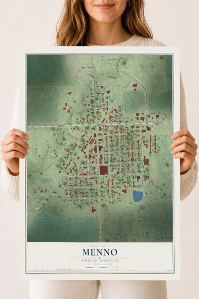 Map of Menno, South Dakota, 18 x 24 inch unframed archival matte print