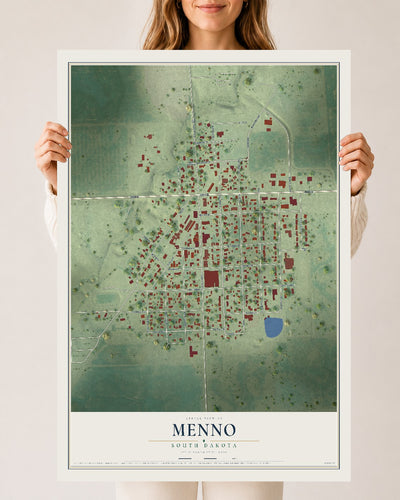 Map of Menno, South Dakota, 24 x 36 inch unframed archival matte print