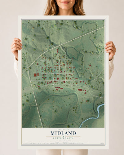 Map of Midland, South Dakota, 24 x 36 inch unframed archival matte print