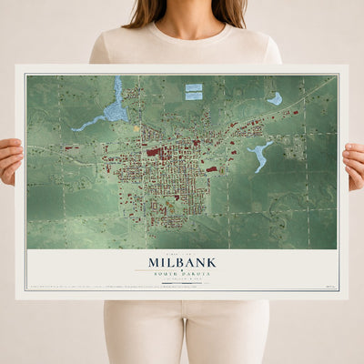 Map of Milbank, South Dakota, 18 x 24 inch unframed archival matte print