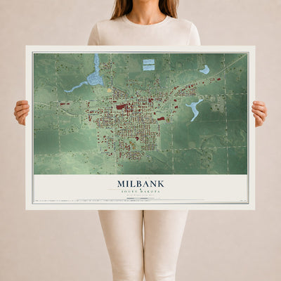 Map of Milbank, South Dakota, 24 x 36 inch unframed archival matte print