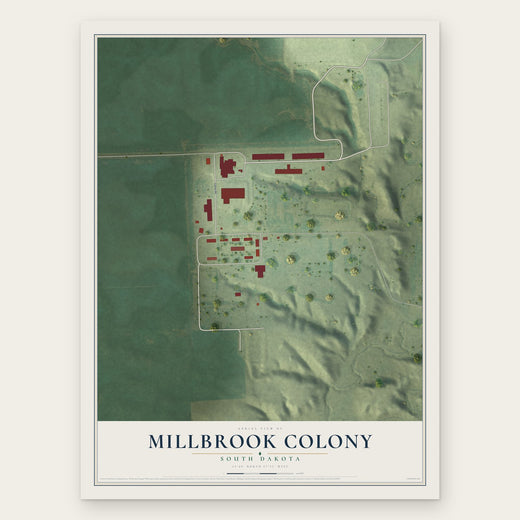 Millbrook Colony, South Dakota map print, the full design